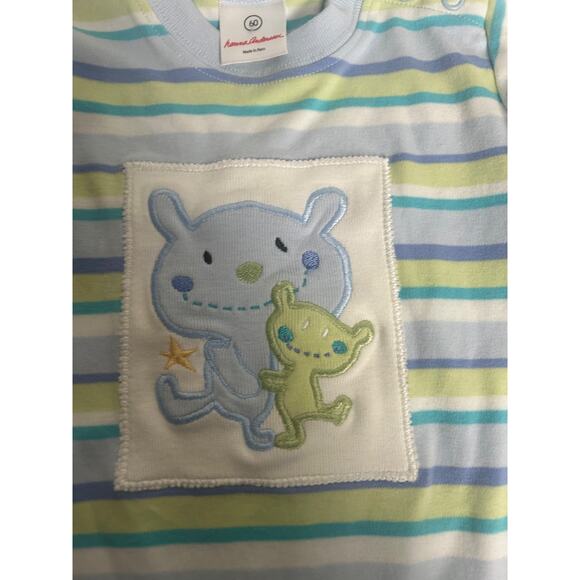 Hanna Andersson Blue Green Monsters Button Up Romper EUC Boys Size 90 /2T - Picture 3 of 5